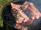 Rib and loin sections with peppercorn praline rub